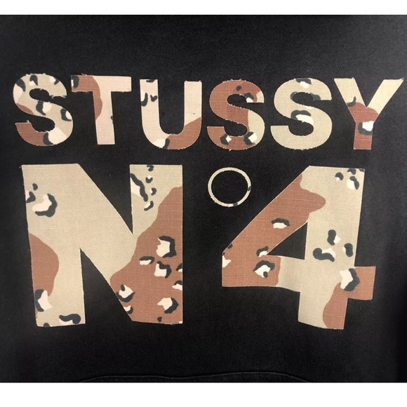 STUSSY No 4 Desert Camo Vintage Hoodie Sweatshirt - Picture 3 of 10